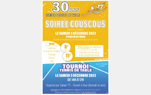 Soirée Couscous + Tournoi pour fêter les 30 ans du club de Samer !